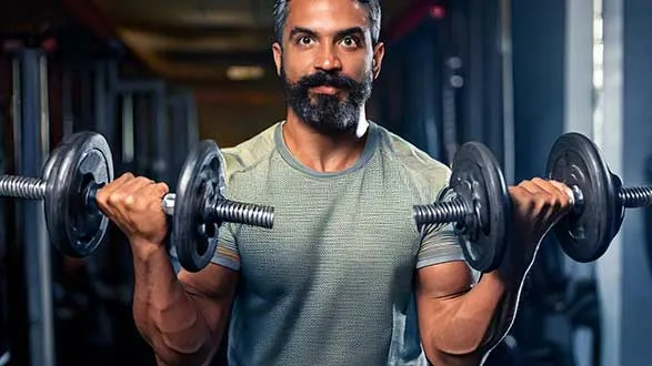 AI photo of a man doing dumbbell curl